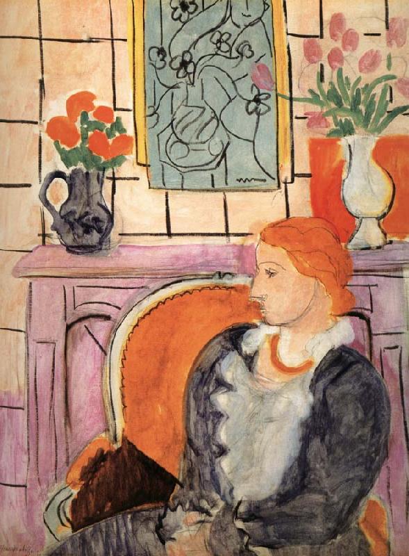 Henri Matisse Woman wearing a blue dress